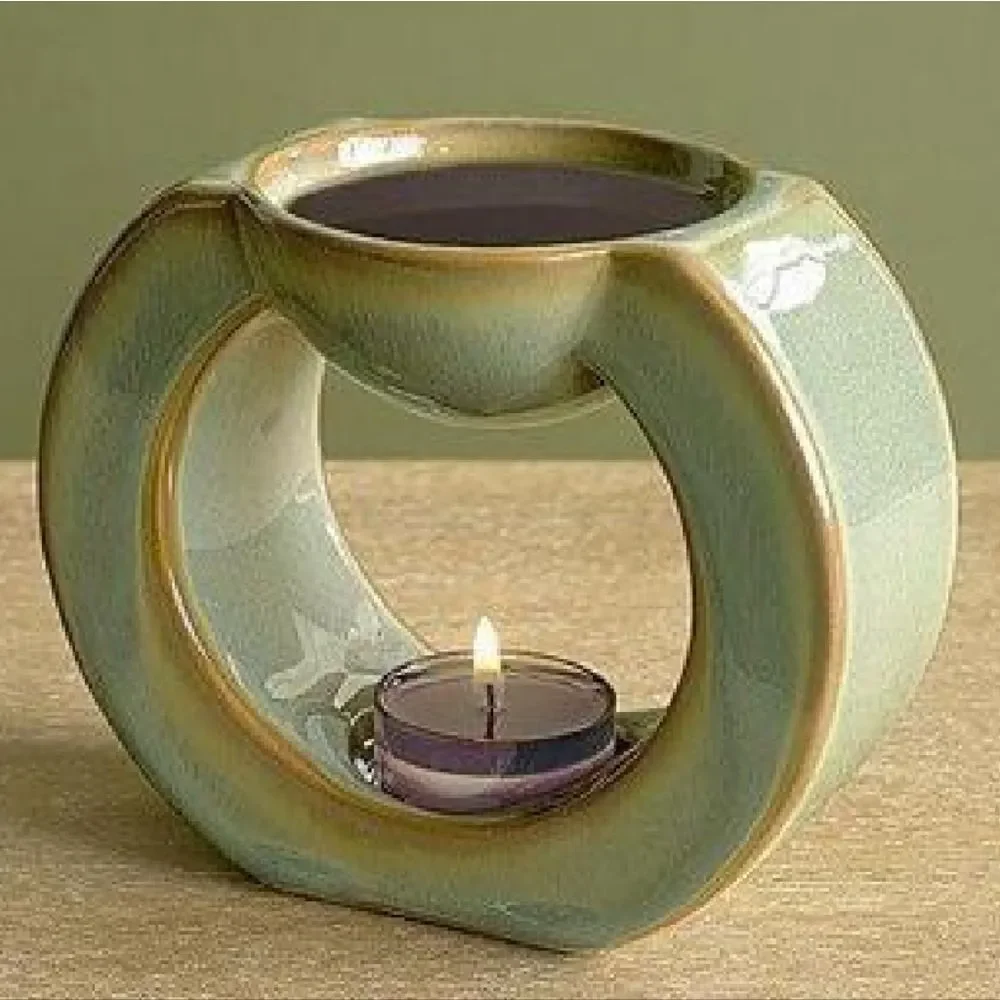 🩵PartyLite Olive Green Gaia Fragrance Warmer - Picture 2 of 11
